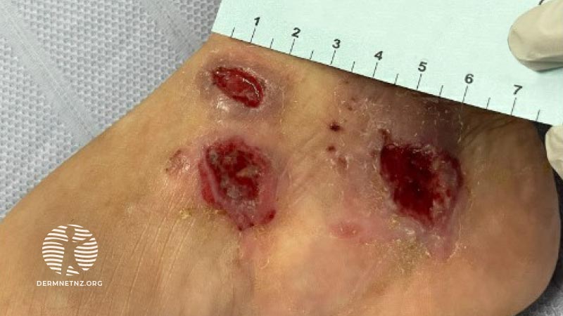 Болезненные язвенные поражения кожи у пациентки из Афганистана